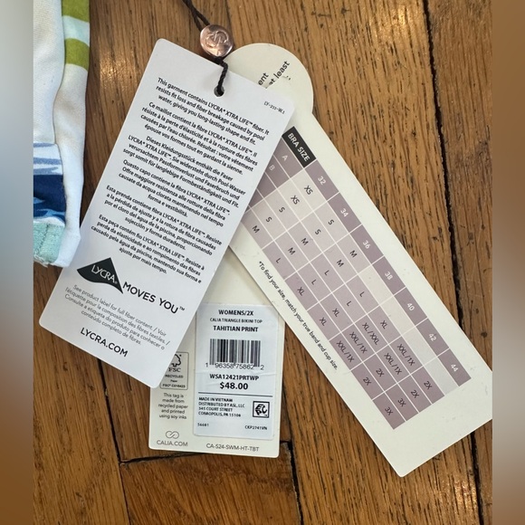 CALIA Womens Double Strap
Triangle Bikini Swim Top Tie Back NWT. Size 2x - Picture 6 of 7